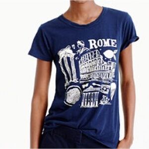 J. Crew Navy Blue Rome Graphic Tee 109% Cotton